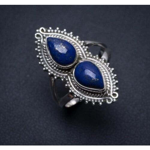 Natural Lapis Lazuli Handmade Unique 925 Sterling Silver Ring, US Size 7 S2418