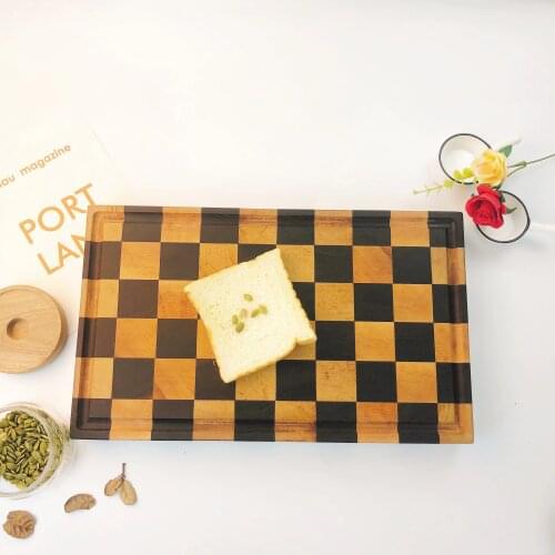 Natural solid wood chopping block black walnut maple chess cutting board