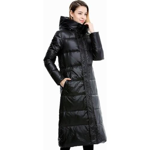 Plus Size Autumn Winter Women Long Hooded 90% White Duck Down Jacket Female Thick Warm Down Coat