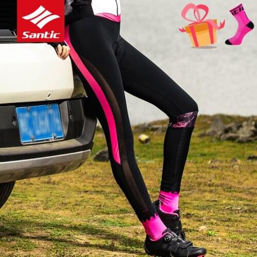 Santic Women 4D Padded Bicycle Cycling Pants Pro fit Breathable Quick Dry MTB Road Bike Tights Outdoor Sport Ladies Riding Pants