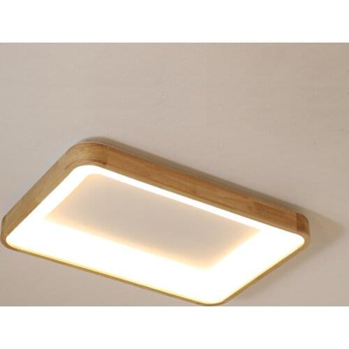 Nordic Thin Square/Round Wood Ceiling Light Solid Wood Living Room Bedroom Lamp Japanese Light Modern Ceiling Lamp LED Fixture