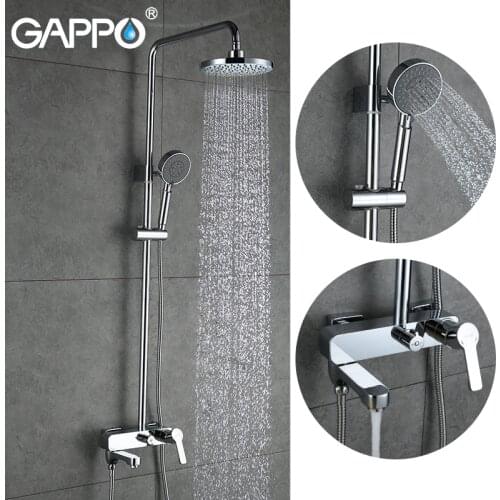 GAPPO waterfall shower bath faucets set bathtub mixer faucet bath rain shower tap bathroom shower head stainless shower bar