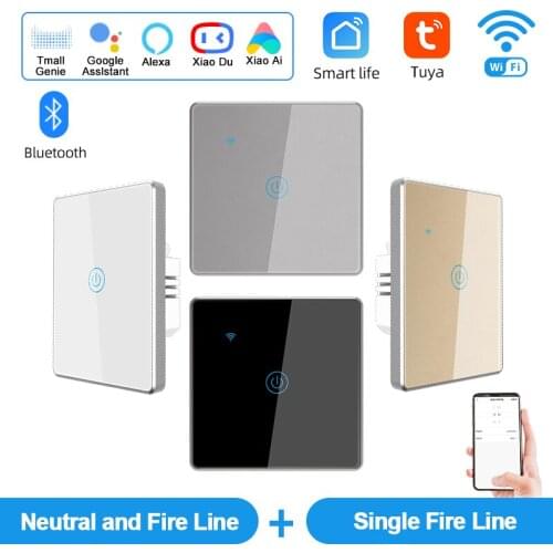 1Gang EU/UK Smart Wifi Bluetooth Touch Wall Light Switch Timer For Tuya APP Remote Control /Voice Works With Alexa Google Home