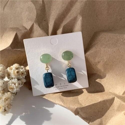 YANGLIUJIA Temperament Is Contracted To Restore Ancient Ways Of Blue Green Color Matching Earrings, 2020 New Women Jewelry