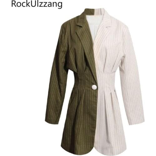 Blazer Lapel V-neck Turndown Neck Long Sleeve Button Slim Waist Elegant Suit Casual Office Outfit Stripe Jacket Coat Luxury Top
