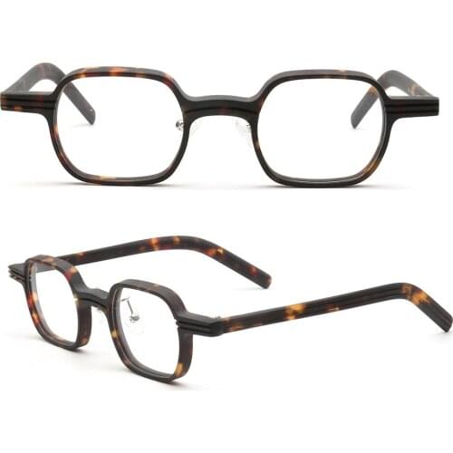 2021 Hand Made Women Square Glasses Frames Men Fashionable Optical Eyeglasses Frames Tortoise Light Acetate Retro Vintage Clear