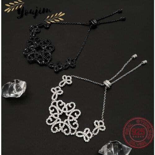 New Luxury Womens Zircon Adjustable 925 Silver Bracelet Fashion Monaco Exquisite Jewelry Gift