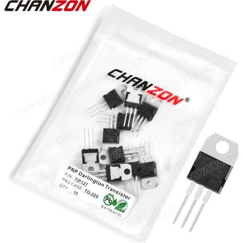 10Pcs TIP127 TO-220 PNP Darlingtone Power Transistor Bipolar Junction BJT Pwerful Tube Tip Fets DIP 5A 100V Integrated Circuits