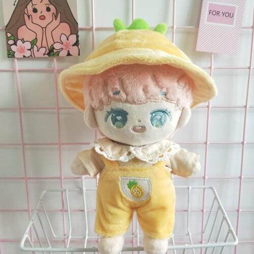 20cm Baby Doll Plush Dolls Clothes pineapple shirt rompers hat Dolls Accessories for Korea Kpop EXO Idol Dolls Gift