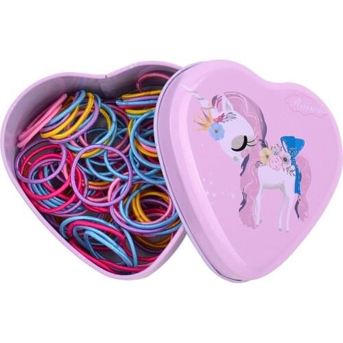 2020 New 100/Set Box Packed Girls Colorful Elastic Hair Bands Rubber Ponytail Holder Scrunchies Rope Headband Hair Accessories