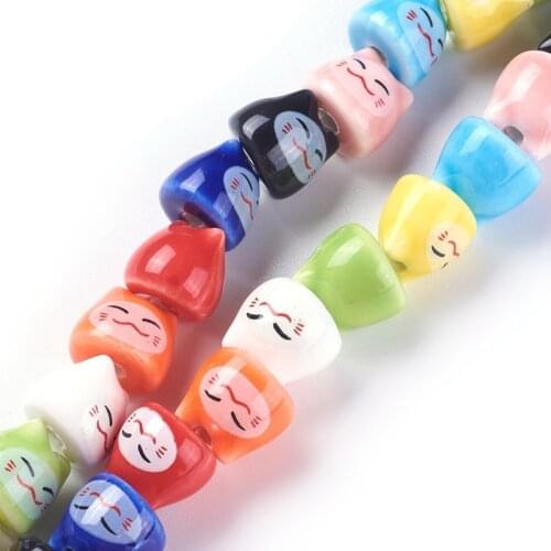 40pc/strand Kids Handmade Printed Porcelain Beads Cat Mixed Color For Children Girls DIY Jewelry Accessories Making Necklaces