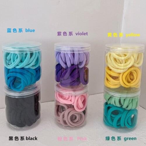 50pcs Elastic Hair Band Rubber Band Scrunchies for Girl No Box Colorful High Elastic Stretch Cotton Hair Tie Hair Gums Wholesale