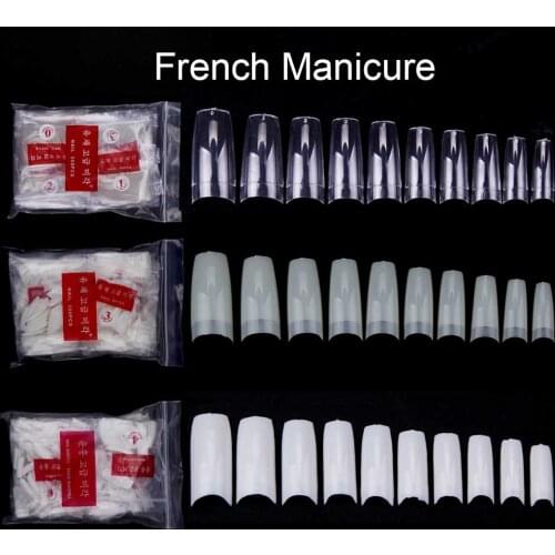 500Pcs/Pack False Nails Tips Manicure UV Gel Ultra With 10 Sizes For Clear White Natural Transparent French Acrylic Nail Capsule
