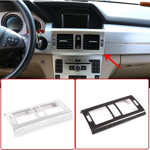 For Mercedes Benz GLK X204 2008-2012 Car Console Air Conditioning Outlet Frame ABS Chrome Carbon Fiber