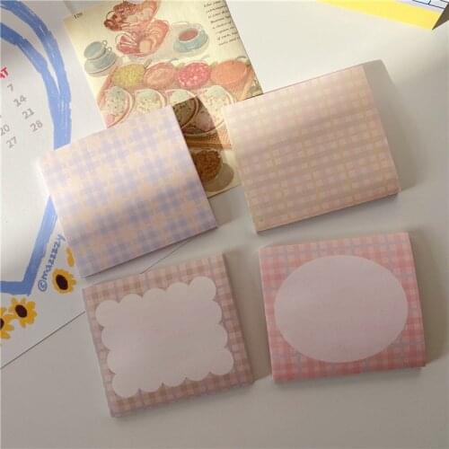 Korean Ins Colorful Retro Plaid Memo Pad 50 Sheets Gentle Girl Style Note Paper School Stationery Notepad Creative Message Paper