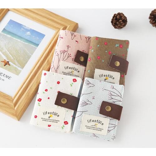 Floral Women Credit ID Card Clutch Bag 20 Slots Bank Card Holder Cute Mini Wallet Canvas Passport Business Card Bag