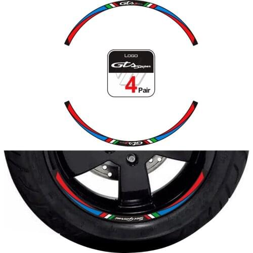 For Piaggio Vespa GTS Sprint Primavera 50 150 150S 300 300ie Rim Decals Scooter 12" Wheel Reflective Sticker Set