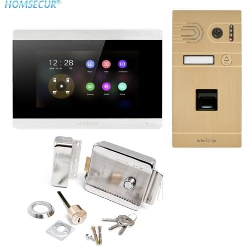 HOMSECUR 4 Wire AHD Video Door Entry Phone Call System with Video Mailbox Fingerprint Unlock IP65 Camera BC061HD-G+BM715HD-S