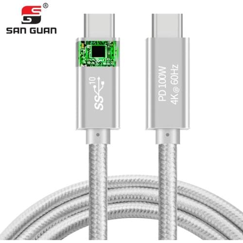 5A Type C Cable USB C to USB C 3.1 Gen2 5A PD 100W 10Gbps 4K60Hz Thunderbolt3 for Macbook Pro Nintendo Switch s9 huawei p20