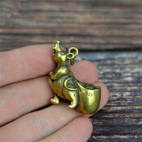 Chinese Pure Brass Mouse Small Pendant Ornaments