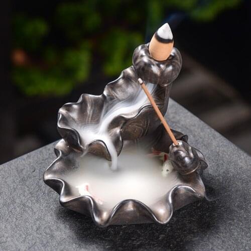 20pcs Incense Cones 1pcs burner Little Monk Buddha Incense burner Censer Little Monk Waterfall Backflow Stove Holder Home Decor