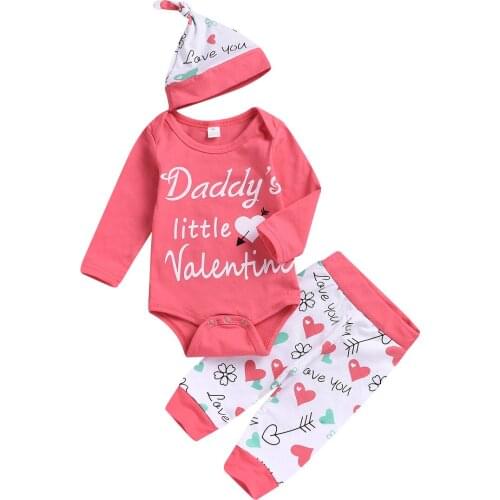 Baby Girl Suit Printed Alphabet Trousers Four Piece Child Autumn Valentines Day Casual 3 Pcs Set Kid Outfit Spring Toddler