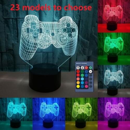 Creative 3D Illusion Gamepad Shape LED Night Light Idea Color Changing Desk Night Lamp for Kids Child Bedroom Decor Game Shop De