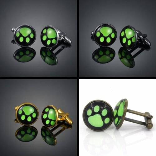 Copper computer paw print dog paw bear paw four color metal glass mens French shirt Cufflinks