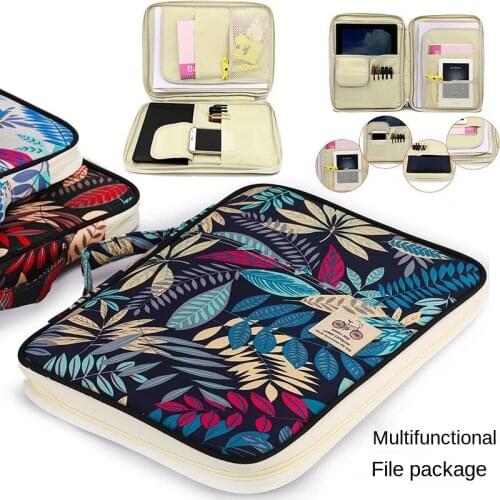 Leaves Multi-functional A4 File Folder Document Bag Business Briefcase Storage Organizer Bag Stationery School Office Supplies