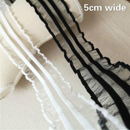 Trendy High Quality Elastic Transparent Ruffled Lace Fabric Ribbon DIY Fashion Clothing Tiara Belt Accessories Swimsuit Bra Trim