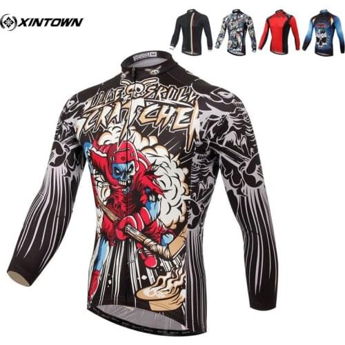 XINTOWN Sportswear Mens 100% Polyester Long Sleeve Outdoor Cycling Jersey Spring Summer Autumn Style Bike Breathable Clothes