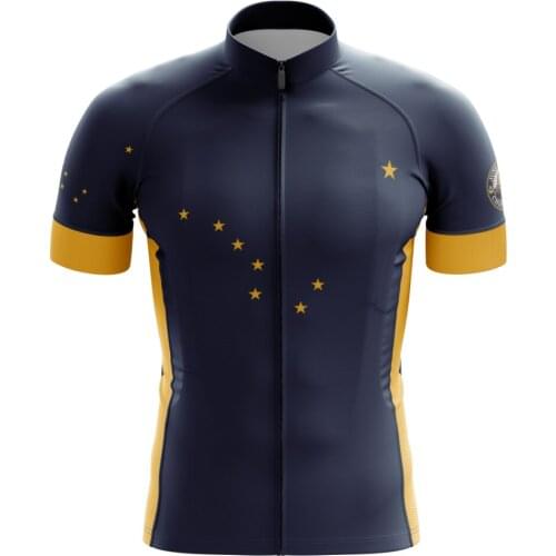 HIRBGOD 2020 New Alaska Juneau Mens Bike Shirt Star Print Short Sleeve Cycling Jersey Dark Blue Quick Dry Bicycle Top,TYZ215-01