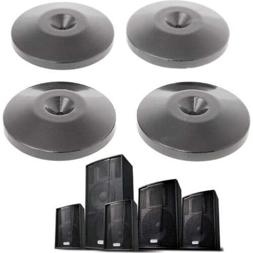 Crust Pro New 4 Pcs Isolation Spike Stand Feet Pad Speaker Amplifier Nickel Plated Cone Base Metal Black Isolation Spike