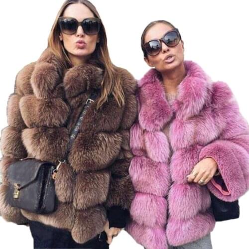 Latest Thick Warm Winter Fur Coat Women Faux Fox Fur Jacket Autumn Fashion Casual Outerwear Girls Plus Size Fur Coat plus size