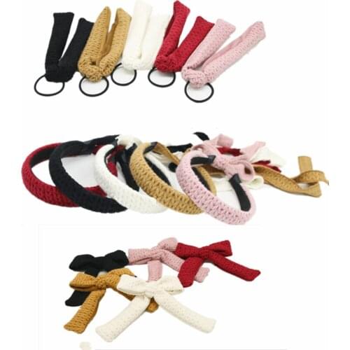 NEW WINTER cable knitted braided style long tail headband scruchy fashion hair accessories