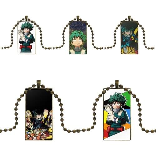 Cartoon My Hero Academia Necklace Fashion Long Chain With Rectangle Necklace Jewelry For Girls Handmade Gift
