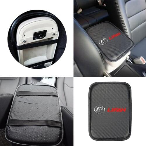 VEHICAR Console Pad Car Armrest Seat Box Cover Protector LIFAN Car Armrest Cover Carbon Fiber Leather Decoration Accessories