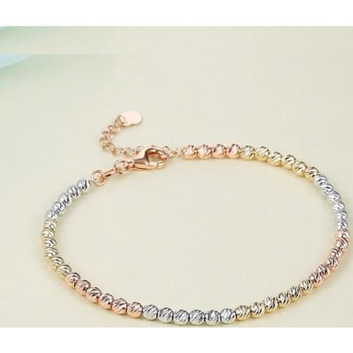 Sinya Au750 Gold Bracelet Baby Ladies Girls Women Fine Jewelry length from 12 to 22cm Strand by 18k gold beads diameter 2mm