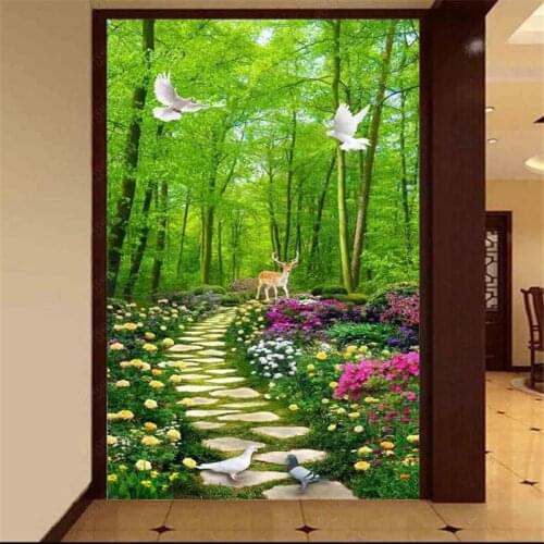 Custom 3D spatial expansion of large living room Abstract fresh Small road pigeon 3D porch background wall 3d wallpaper