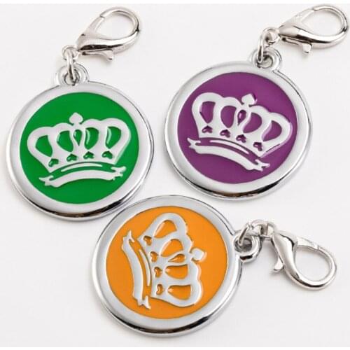 Blank Circle Pet ID Tags Dog Cat Name Tags 100pcs/lot wholesale Zinc Alloy Crown Cat Pendants