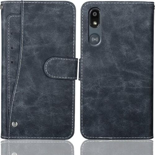 Luxury Wallet Doro 8050 Case 5.45" Vintage Flip Leather Business Protective Cover For Doro 8050 Case With Card Slots