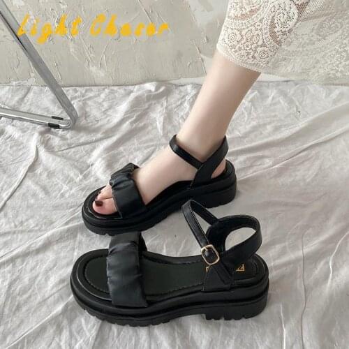 Summer Flat Sandals Women Shoes Gladiator Open Toe Buckle Soft Jelly Sandals Female Casual Womens Flat Platform Beach Shoes