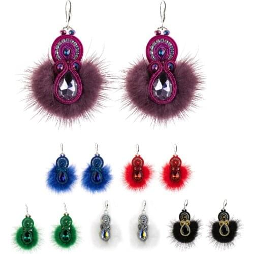 KPacTa New Fashion Statement tassel Earrings For Women Jewelry Handmade Retro Ethnic Style Clothing Winter Feather Accessories