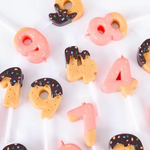 Sweet chocolate Biscuits Happy Birthday Number Cake Candles 0 1 2 3 4 5 6 7 8 9 Topper Kids Girl Boy Baby Party Supplies Decor