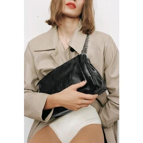 Vintage Simply PU Leather Crossbody Bags For Women 2021 Solid Color Shoulder Messenger Bag Lady Chain Travel Handbag Women Purse