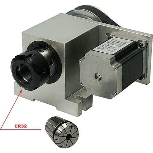 4th axis harmonic drive reducer Rotary axis A aixs with ER32 Collet chuck for cnc router cnc milling machine