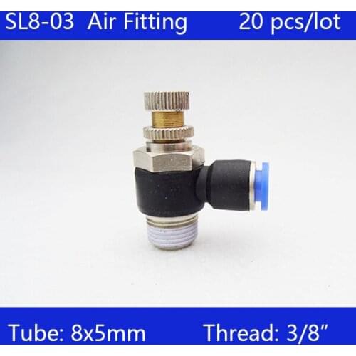 HIGH QUALITY SL8-03 20Pcs 8mm Push In to Connect Fitting 3/8" Thread Speed Flow Controller Air Valve