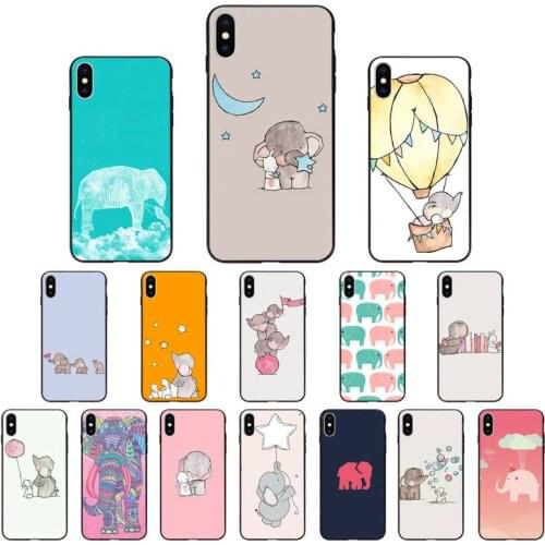 YNDFCNB Cartoon cute elephant and rabbit Phone Case for iphone 11 12 Mini Pro Max X XS MAX 6 6s 7 8 Plus 5 5S 5SE XR SE2020