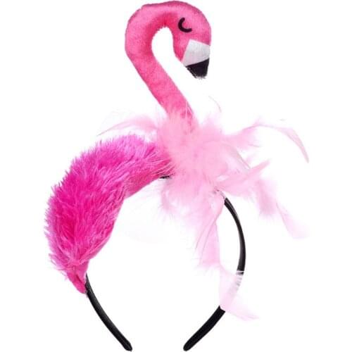 Funny Flamingo Headpiece Hair Hoop Headband Birthday Party Costume Cosplay Decor Headwear Accessories