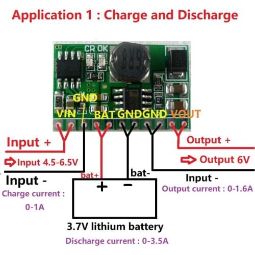 10W 2 in 1 Charger & Boost DC DC Converter Step-up Module Board Charge in 4.5-6.5V Boost out 6V